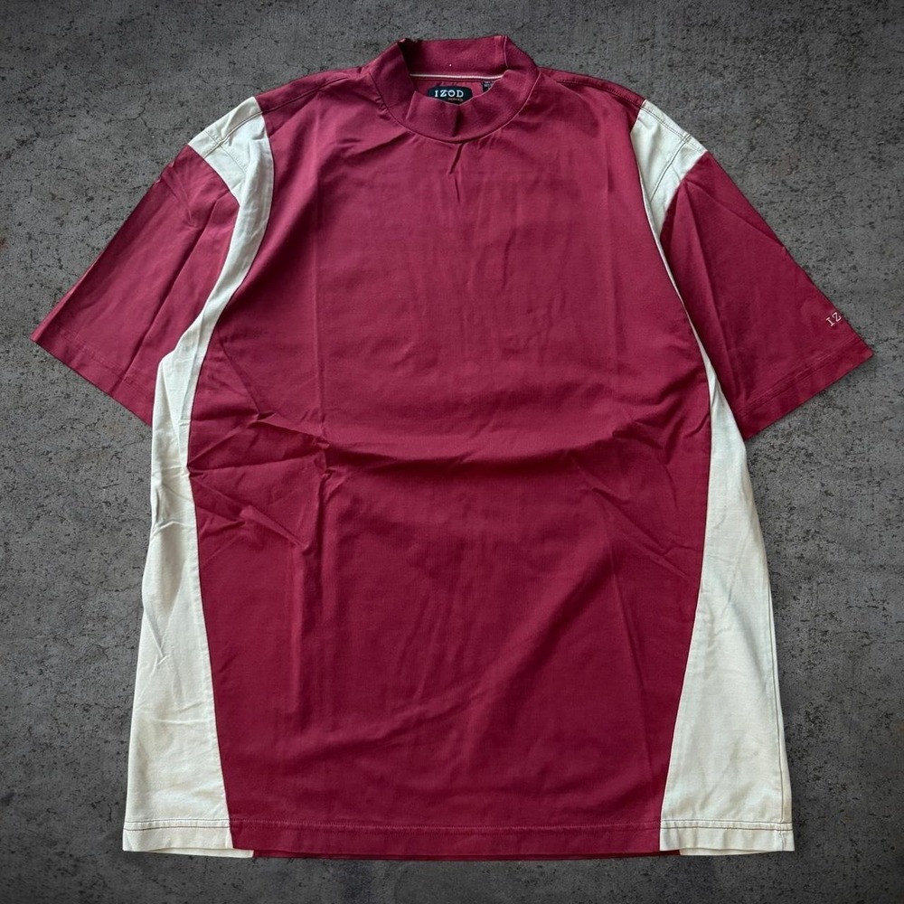Vintage 2000's Izod XFG Cut & Sew Color-blocked Golf Mock Neck Short Sleeve